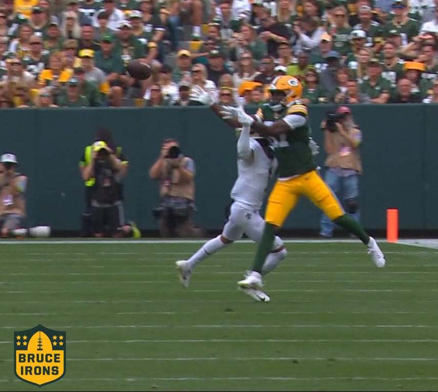 BruceIronsNFL's tweet photo. The NFL really made the #Packers - Saints announcers sit up in the booth and say things like "no contact there" and "great coverage without touching him" on all these plays: https://t.co/rmIIhAmmGZ