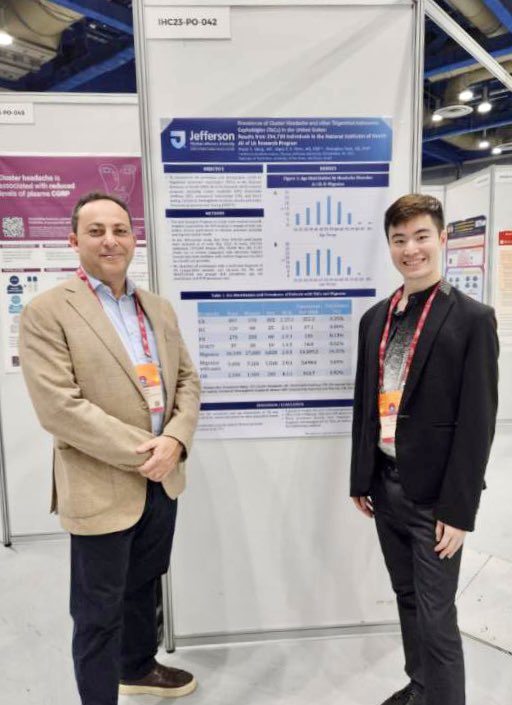 Drs. Mario Perez and Victor Wang present- Dr. Yuan not pictured: 
IHC23-PO-042
Prevalence of Cluster Headache &amp; other
Trigeminal Autonomic Cephalalgias (TACs) in the United States: Results from 254,700 Individuals in the National Institutes of Health All of Us
Research Program