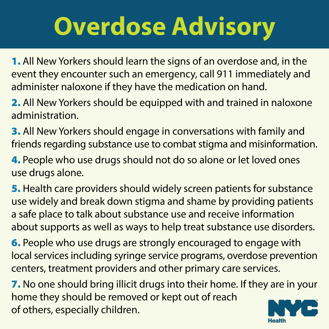 Today we issued a Commissioner’s Advisory as the overdose crisis reaches historic levels. New data show that overdose deaths in NYC increased by 12% from 2021 to 2022. Here are actions New Yorkers can and should take in the face of this crisis: on.nyc.gov/3PQlpLd