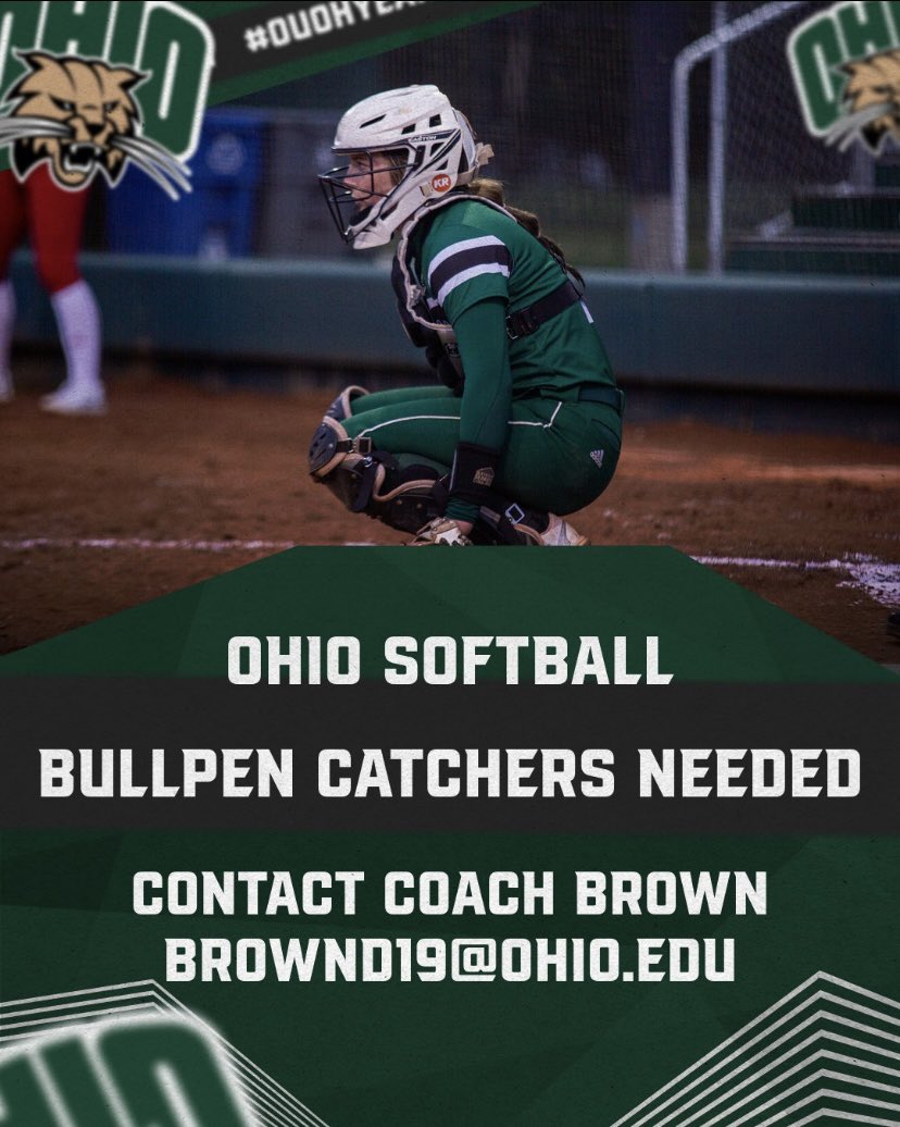 Want to be part of the OU Softball program? Looking for students who have the ability to catch bullpens during the week at practices. Must be a full time student. Go Bobcats!
