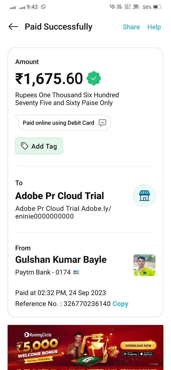 GulshanMits3's tweet photo. @Adobe 
Hello, my name is Gulshan, I had taken a free trial of Adobe Premiere pro but a few days ago and 1675 rupees were deducted from my account automatically , please refund my money ? https://t.co/Rj4MmUkMG1