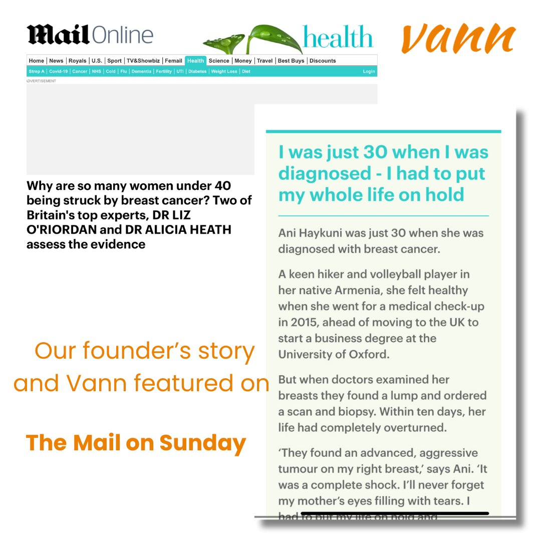 Our founder <a href="/AniHaykuni/">Ani Haykuni</a> 's story has been featured by the @MailonSunday in a new article on breast cancer. 

You can read the article here: dailymail.co.uk/health/article…

#cancer #cancerresearch #entrepreneurship #vann