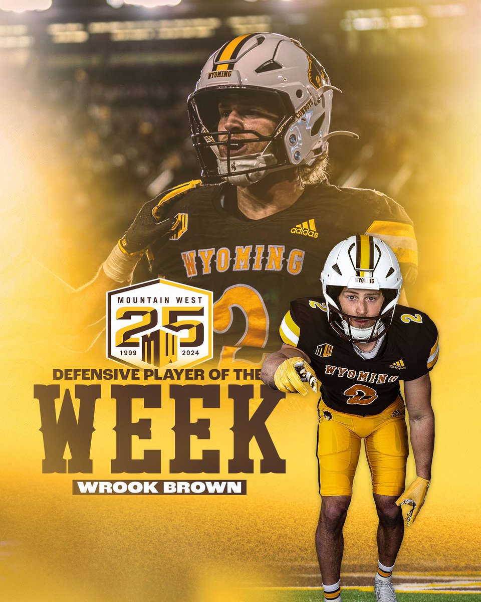 Wyoming Cowboy Football (@wyo_football) on Twitter photo Game sealing INT.
The <a href="/MountainWest/">Mountain West</a> Defensive Player of The Week <a href="/WrookB/">Wrook Brown</a>
Story >> bit.ly/3RyKBrK Game sealing INT.
The <a href="/MountainWest/">Mountain West</a> Defensive Player of The Week <a href="/WrookB/">Wrook Brown</a>
Story >> bit.ly/3RyKBrK