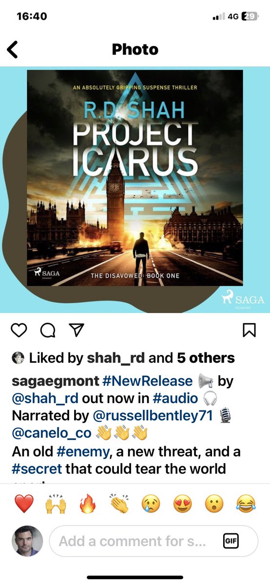 Out tomorrow on @sagaegmont it’s a gripping thriller penned by the brilliant RD shah @RDShah2 @sohovoices @voiceoversoho @MorrisCasting