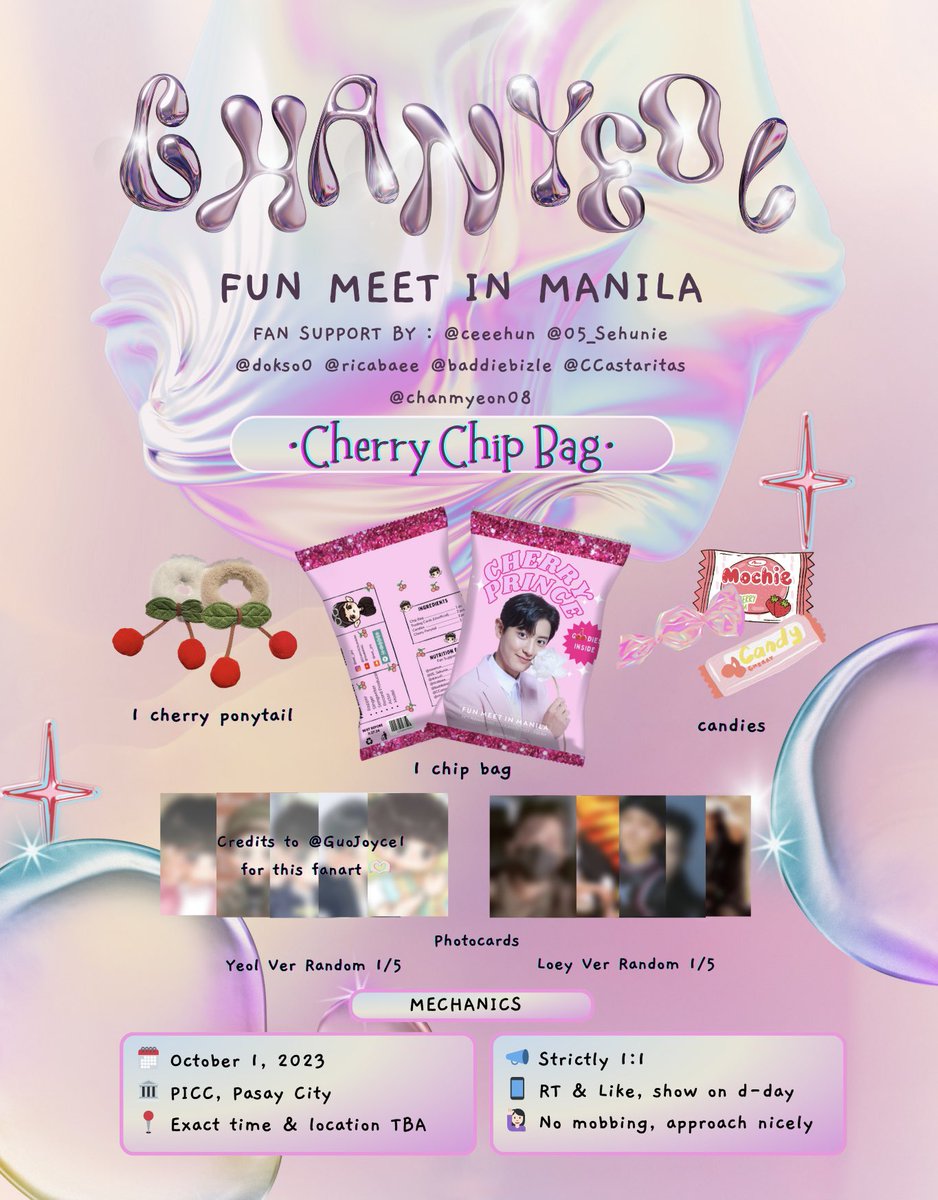 Chanyeol Fun Meet in Manila fan support by: <a href="/ceeehun/">??</a> @05_Sehunie <a href="/dokso0/">zen | exo planet #6</a> <a href="/ricabaee/">RiKai 💗🐻</a> @baddiebizle <a href="/CCastaritas/">Carissa Castaritas</a> <a href="/chanmyeon08/">chanmyeon</a> 

💄1:1
💄RT &amp; like, show proof on d-day
💄No mobbing, just approach us nicely 🙋🏻‍♀️
💄Check pubmat for more deets.

#ChanyeolForEverBilena 
#CHANYEOL