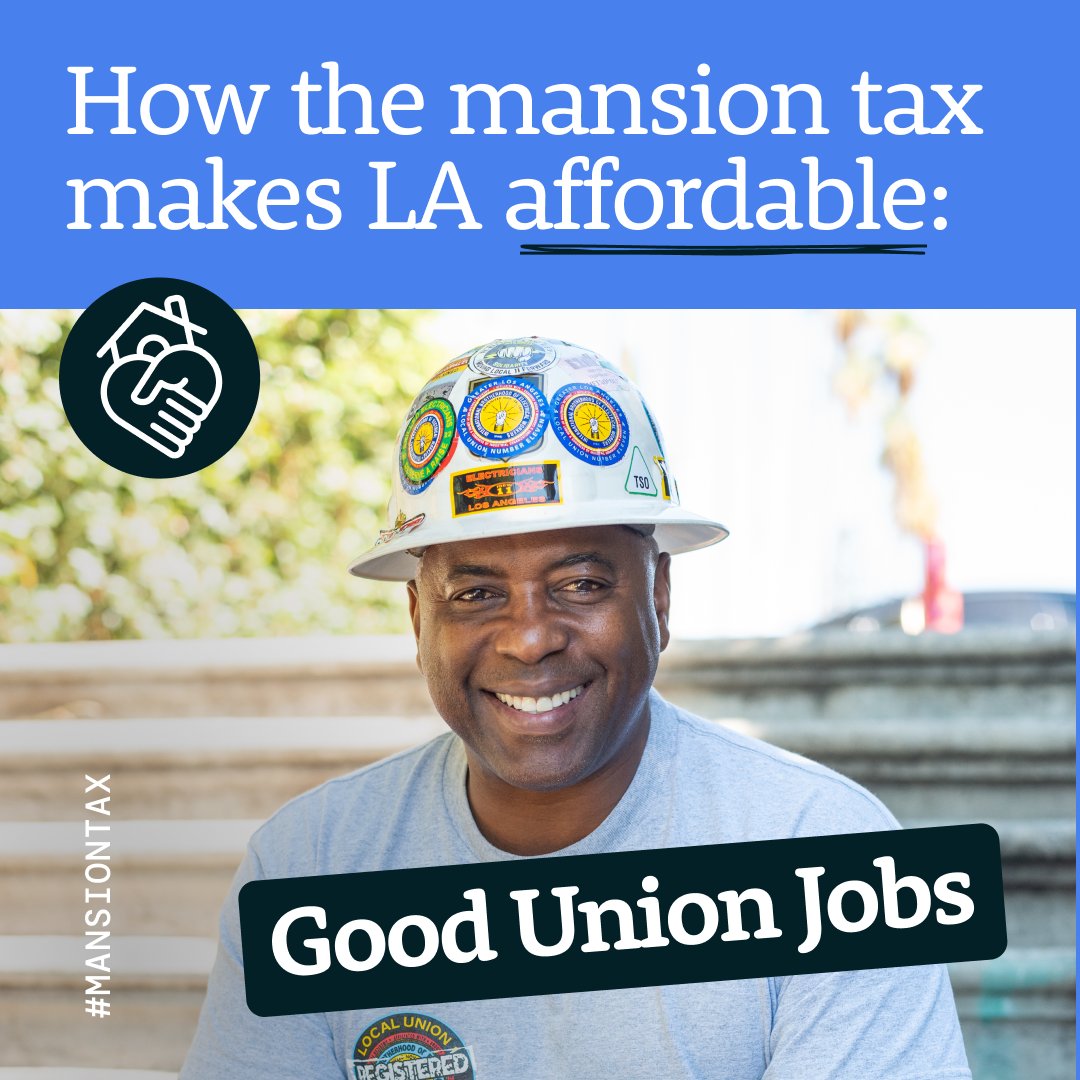 UnitedToHouseLA's tweet photo. One of the best things about the #MansionTax is that it is creating union careers that pay $40-60 an hour, with benefits for life.

We’re not just building affordable homes, we’re helping folks get the skills and economic power they need to build up their communities. https://t.co/VU5lRfEIlK