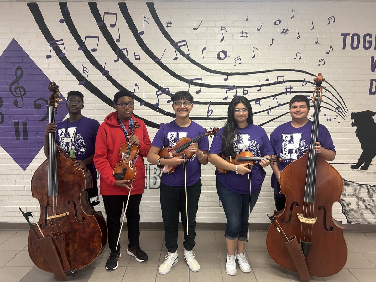 Congratulations to our Region Orchestra Members! (Braylen, Marc-Anthony, Joan, Melanie and Santiago)
They will represent @HumbleISD_HHS⁩ this year! Melanie and Joan also advance to Area in pursuit of making All State! #MOREIN24