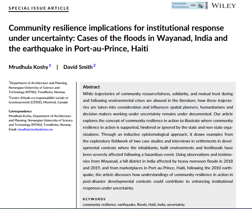 MrudhulaKoshy's tweet photo. 📢📢Happy to share! Our new article with @DSmithQc on community resilience implications for institutional response under uncertainty is out! Thanks to the editors @imperiale_j &amp; Frank Vanclay and @HRefstie &amp; Rolee Aranya for feedback!
https://t.co/f3Odm9HFL0 https://t.co/2KsCIBrFjE