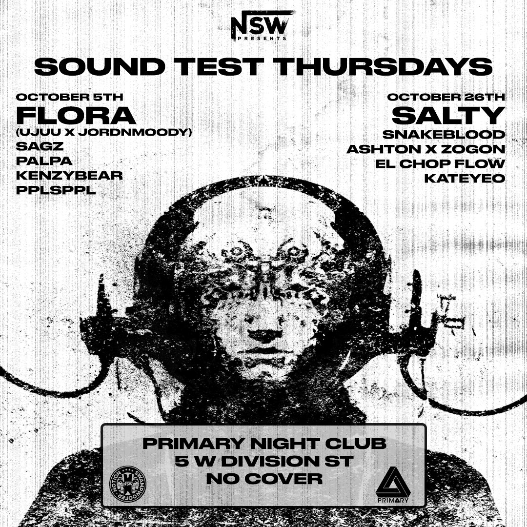 𝐉𝐔𝐒𝐓 𝐀𝐍𝐍𝐎𝐔𝐍𝐂𝐄𝐃 🌑🔊

Sound Test Thursdays 🧪

<a href="/realmsofflora/">F L O R A 🥀</a> 🥀🌆
❱ Thursday, October 5th
❱ Support: Sagz, Palpa, Kenzybear, Pplsppl

<a href="/Brettsalty/">Salty Dubstep</a> 🧂🌃
❱ Thursday, October 26th
❱ Support: Snakeblood, Ashton x Zogon, El Chop Flow, Kateyeo