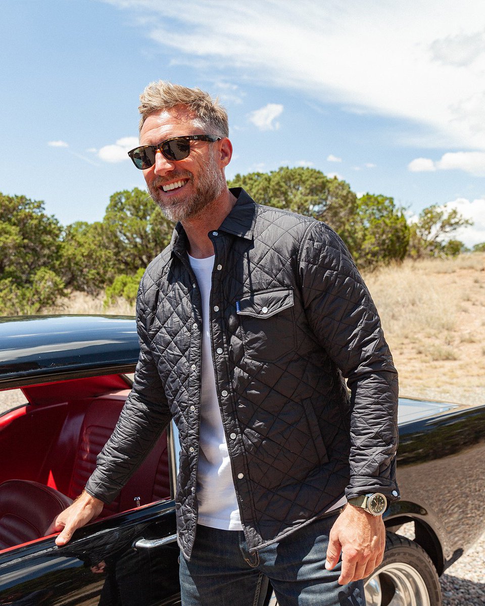 The Quilted Shacket is back in black. *Mustang not included. #shacket #menswear #fallfashion