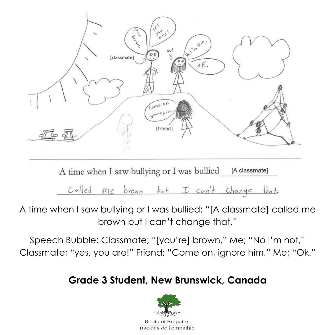 RootsofEmpathy's tweet photo. Roots of Empathy classrooms help students find the courage to stand up against cruelty. Racism is very prevalent and needs to be challenged wherever it lands. 

The only way to break cycles of racism and exclusion is to start with children. #EmpathyMatters https://t.co/NnSMsbZRbD