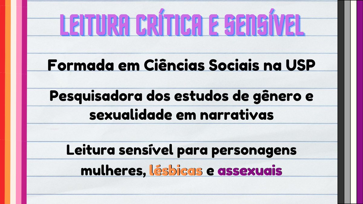 marinafeijoooo's tweet photo. BOA TARDE! Lembrete de que trabalho com LEITURA CRÍTICA e LEITURA SENSÍVEL!!! 

Tem um personagem ace? Uma lésbica? Uma personagem feminina que precisa de uma lapidada? Tá trabalhando com temas e problemas de gênero? 

✨ ME CHAMA ✨ https://t.co/K76SIm63jK