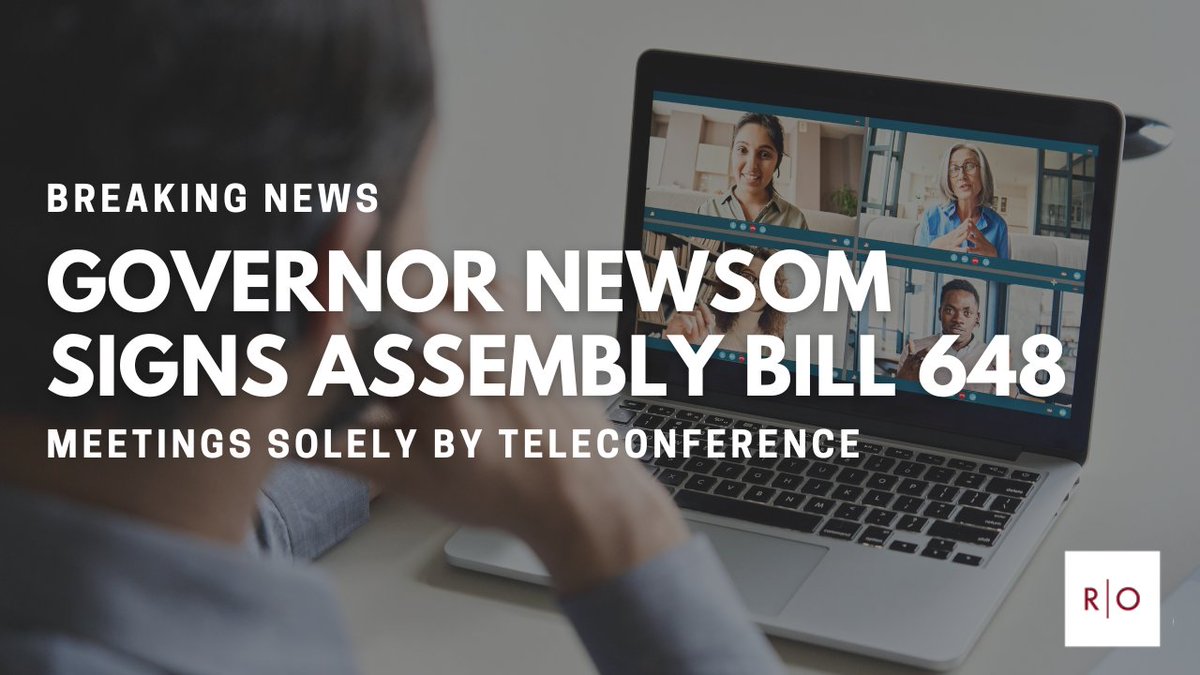 ⚠ BREAKING NEWS ⚠️ @CAgovernor Signs #AB648 - Meetings Solely by Teleconference. 

Matt Ober, Esq., CCAL, explains the details and what #communityassociation boards and #communitymanagers should consider  ⬇️⬇️

bit.ly/3PzftWH

#communitymanagement #HOAlaw