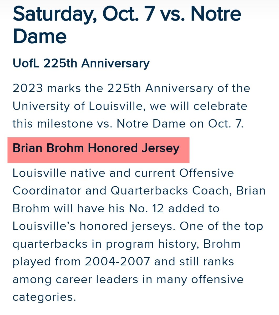 BROUGHT BROHM HOME on X: Print these rally towels for the Notre Dame game  like yesterday, @LouisvilleFB! Plus, it will be a nice tribute to Louisville  legend, @BrianBrohm, who is getting his
