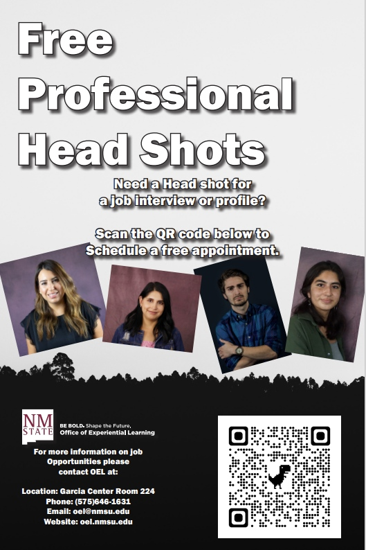 Did you know you can get FREE professional headshots at our office? Book your appointment today using the QR code or through the Handshake app! 📸

#goAggies #aggies #nmsu #575 #college #careerprep #headshots #losaggies