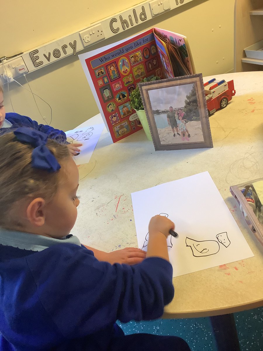 oli_nursery's tweet photo. After introducing our new text, You Choose, we discussed our family members and some of us drew pictures of them. #olipreading #olipart @csergeant3 @DeputyOLI https://t.co/o8VIBQqShy