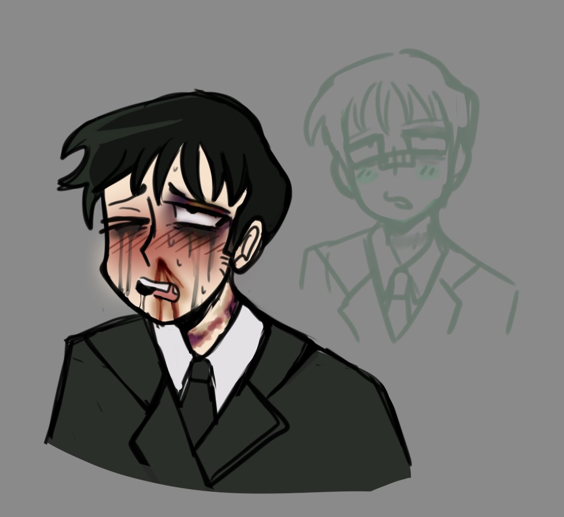AngelMortCafe's tweet photo. (Cw: blood and bruises) I want to take Roshuuto to the woodshed https://t.co/i0KC2decGG