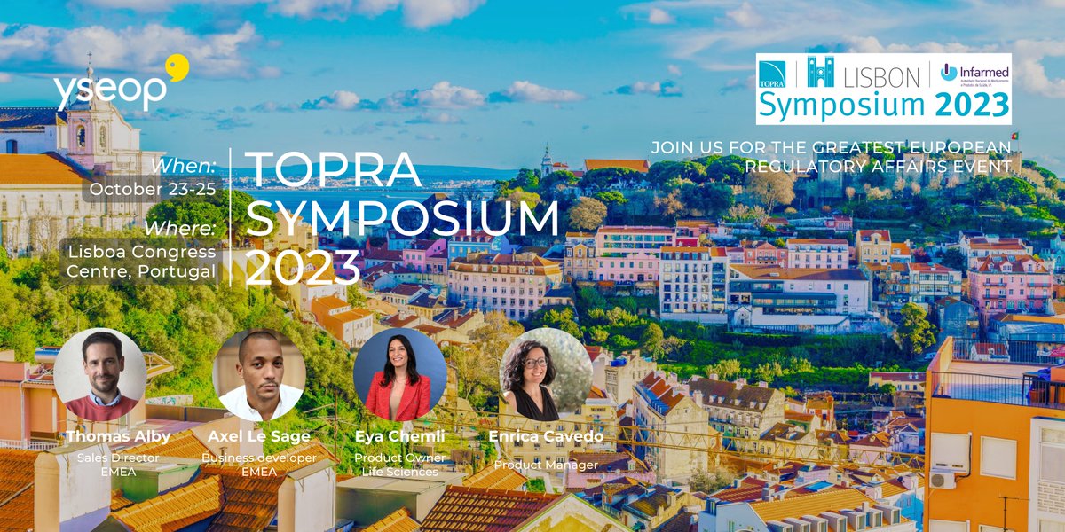 yseopAI's tweet image. We hope you will join Yseop at the #TOPRA Symposium in Lisbon next month at Table 10. Schedule a time to meet with our team and learn how #automation can fit your #medicalwriting requirements: bit.ly/3qNPkLi

@topranews #lifescience #regulatoryaffairs #medicalwriter #ai