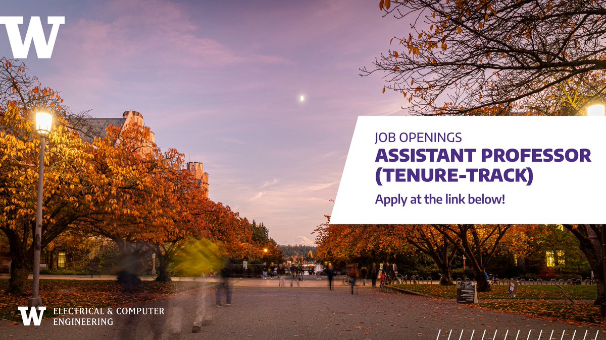 UW ECE is hiring four Assistant Professors (tenure-track) in all areas of ECE! Apply at the link below. Application deadline is November 15. 

ap.washington.edu/ahr/position-d…