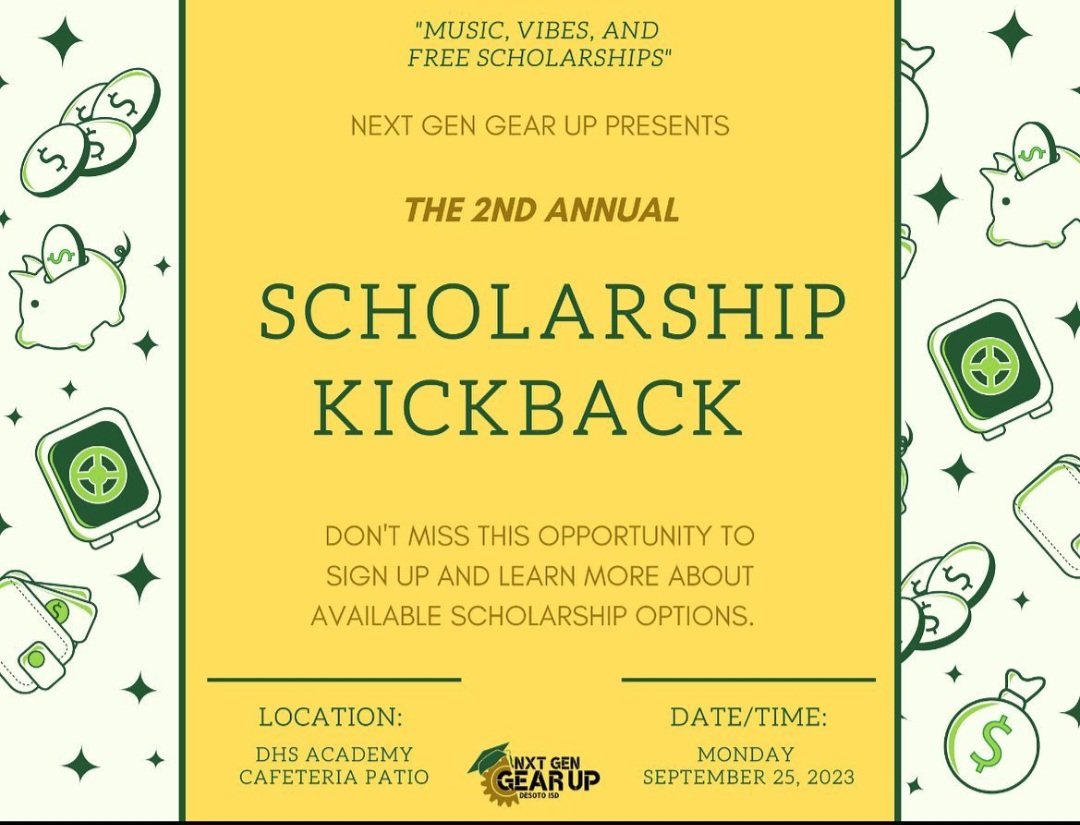 Happening NOW! Juniors come sign up for <a href="/RaiseLabs/">RaiseMe</a>, meet with InRoads and take home some goodies! <a href="/desotoisdeagles/">DeSoto ISD</a> <a href="/edpartnerships/">NCCEP</a> <a href="/DeSotoISDCTE/">DeSoto ISD Career & Technical Education/CCMR</a> <a href="/DeSotoISDAdvAca/">DeSoto ISD Advanced Academics</a> <a href="/CounselorsDeisd/">DeSoto ISD Counseling Department</a> <a href="/SSS_DeSotoISD/">DeSotoISD Student Support Services</a> @DeSotoEaglesGBB <a href="/FootballDesoto/">DeSoto Football</a>