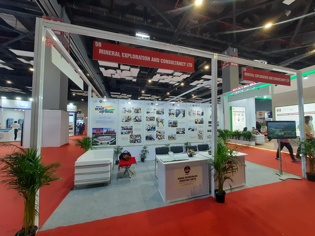 minexpconsltd's tweet photo. @MinExpCons_Ltd lit up its pavilion with highlights of the #CSR activities carried out and it's capabilities and achievements in the field of geosciences at the #CPSERoundtable and Exhibition 2023 being held at Pragati Maidan from 25-26 September, 2023. 
@DPE_GoI @MinesMinIndia https://t.co/Yu1dQFB47o