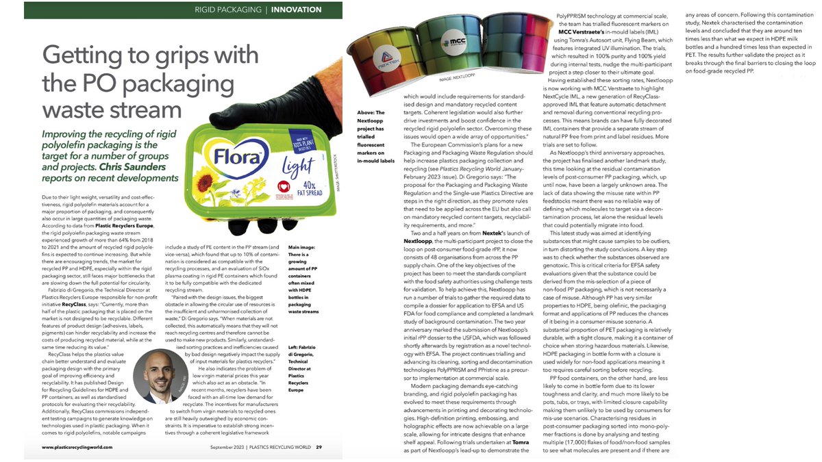 Proud to highlight #NEXTLOOPP's key #achievements in closing the loop on #foodgrade #recycled #polypropylene - thanks for the opportunity <a href="/prwnews/">PRWNews</a>
