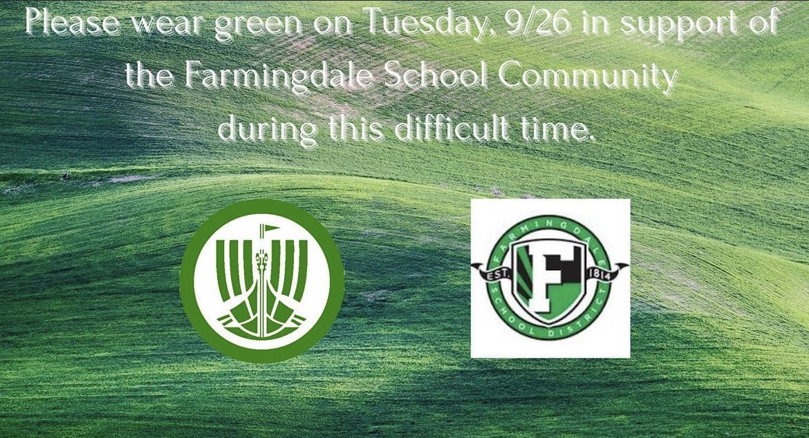 We extend our deepest and most heartfelt condolences to the entire Farmingdale community during this very difficult time. Please wear green tomorrow to show our love and support. #dalerstrong #bandtogether 💚💚💚