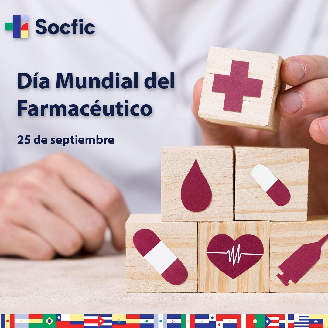 Hoy se celebra el Día Mundial del Farmacéutico. Queremos felicitar a todos los compañeros, por estar siempre ahí, por la dedicación, sonrisa, compromiso, cercanía y profesionalidad al paciente. #SOCFIC #FarmaciaIberoamérica #DíaMundialDelFarmacéutico