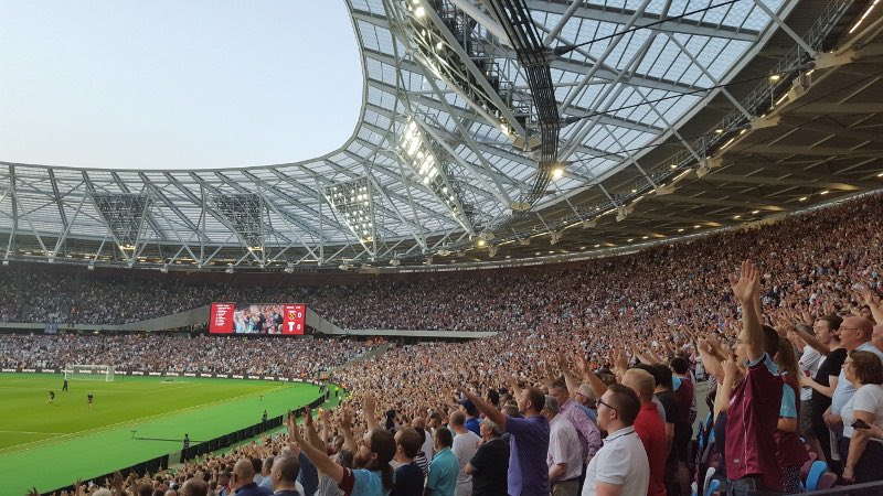 WestHam_Central's tweet photo. Premier League season 2022/2023 capacity of stadium filled table based on official attendances for all 19 home games:

1. London Stadium (West Ham) – 62,500 capacity, 62,460 average = 99.94%

2. St James’ Park (Newcastle) – 52,338 capacity, 52,127 average = 99.6%

3. Tottenham Hotspur Stadium (Tottenham) – 62,062 capacity, 61,585 average = 99.23%

4. Emirates Stadium (Arsenal) – 60,704 capacity, 60,191 average = 99.15%

5. Goodison Park (Everton) – 39,571 capacity, 39,232 average = 99.14%

6. Brentford Community Stadium (Brentford) – 17,250 capacity, 17,080 average = 99.01%

7. AMEX Stadium (Brighton) – 31,800 capacity – 31,477 average = 98.98%

8. King Power Stadium (Leicester) – 32,273 capacity, 31,871 average = 98.75%

9. Old Trafford (Manchester United) – 74,879 capacity, 73,815 average = 98.58%

10. Anfield (Liverpool) – 54,074 capacity, 53,177 average = 98.34%

11. Molineux Stadium (Wolves) – 32,050 capacity, 31,499 average = 98.28%

12. Stamford Bridge (Chelsea) – 40,853 capacity, 39,999 average = 97.91%

13. Villa Park (Aston Villa) – 42,682 capacity, 41,679 average = 97.65%

14. Etihad Stadium (Manchester City) – 55,017 capacity, 53,249 average = 96.79%

15. Elland Road (Leeds United) – 37,890 capacity, 36,525 average = 96.4%

16. Selhurst Park (Crystal Palace) – 26,047 capacity, 25,030 average = 96.1%

17. The City Ground (Nottingham Forest) – 30,445 capacity, 29,188 average = 95.9%

18. Craven Cottage (Fulham) – 25,000 capacity, 23,766 average = 95.1%

19. St Mary’s Stadium (Southampton) – 32,384 capacity, 30,416 average = 93.9%

20. Vitality Stadium (Bournemouth) – 11,329 capacity, 10,304 average = 91.0%