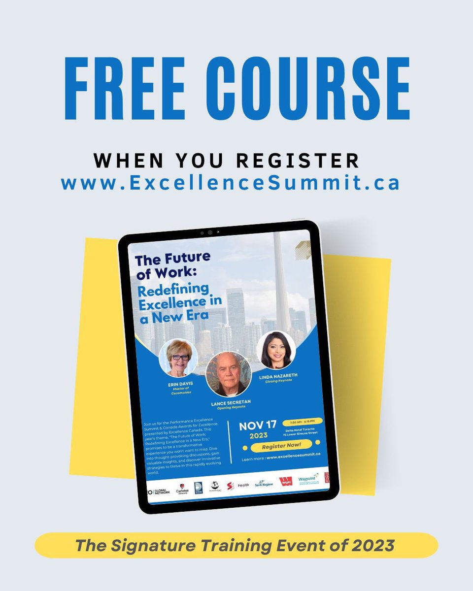 Join us at the Performance Excellence Summit &amp; Canada Awards for Excellence and get a FREE online course to boost your skills. Choose from Leading Change Management or Strategic Planning and Execution. Invest in your growth today!  #Excellence  #Training 

bit.ly/46n2e2a