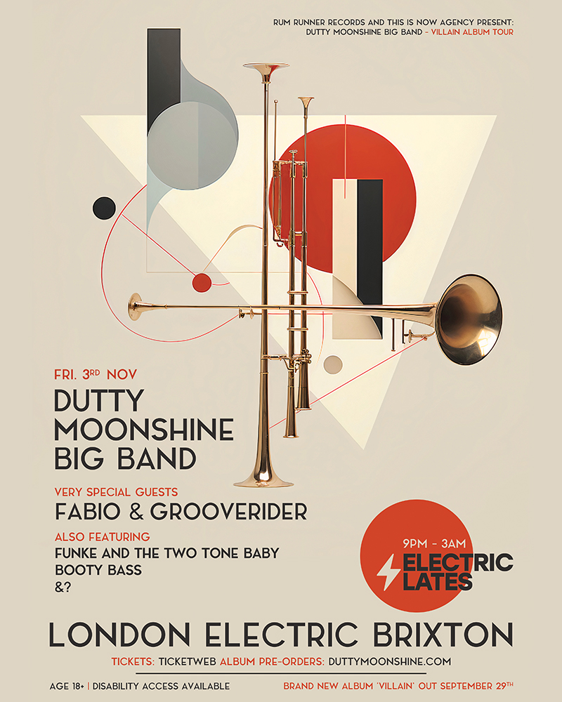📣 Support confirmed for @DuttyMoonshine Fabio & Grooverider (@fabioandgroove) Funke and the Two Tone Baby (@funke2tonebaby) Booty Bass &? See you on 3rd November 2023. 🎟️ 👉 bit.ly/DUTTYMOONSHINE… #ElectricBrixton #DuttyMoonshine