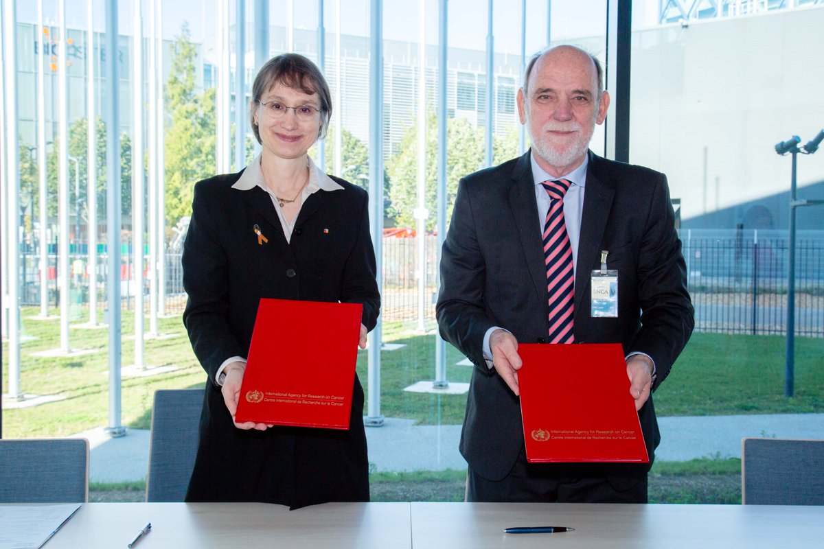 IARCWHO's tweet photo. Today, we welcomed Dr Roberto de Almeida Gil &amp; team to IARC to sign a Memo of Understanding with the Brazilian🇧🇷 Instituto Nacional de Câncer, our longtime privileged partner, &amp; began 2 days of strategic discussions about strengthening #cancer prevention in the region &amp; globally. https://t.co/talX38d2Ek