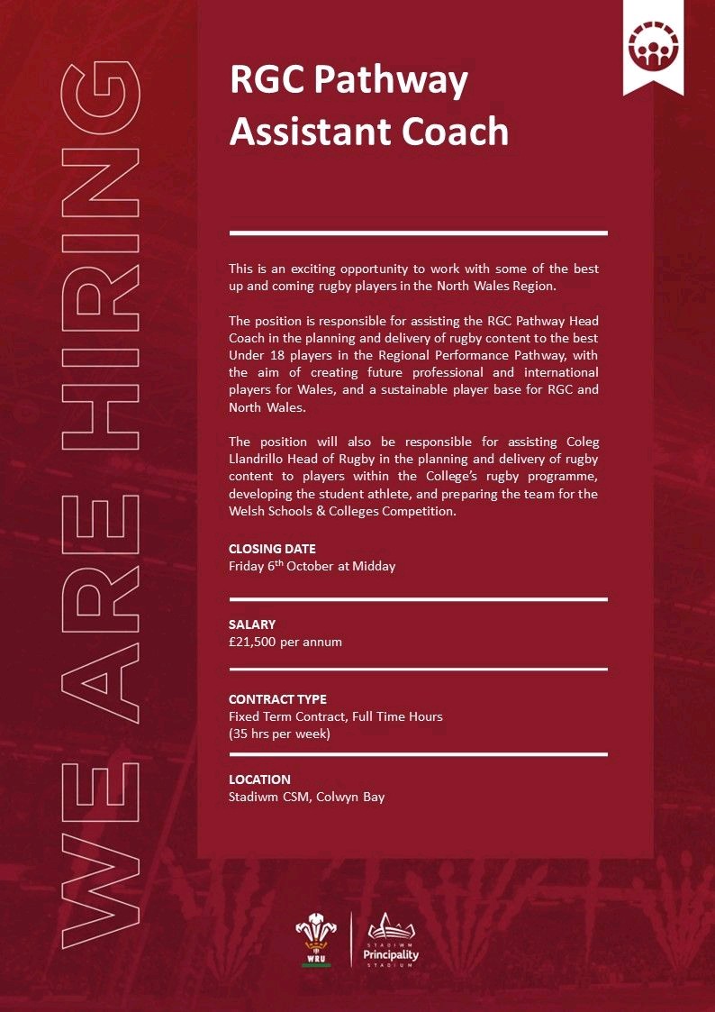 📣 We are recruiting 

Details online 

community.wru.wales/the-wru/inside…