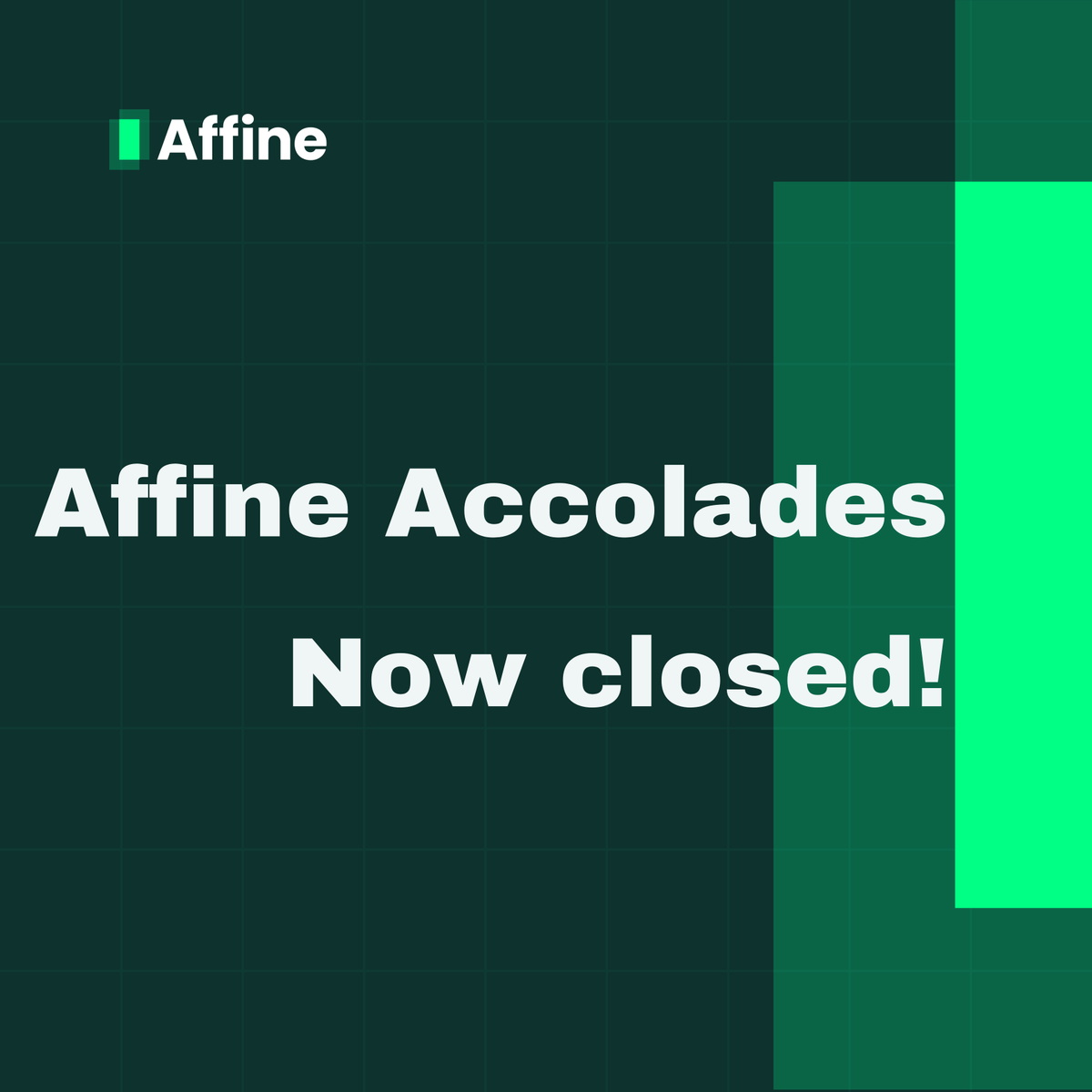 The Affine Accolades point system is now over! Your points and participation still matter, but we are pausing the system for now to prepare for the upcoming Affine Pass NFT Mint. 

A HUGE shoutout to everyone for participating and helping grow the community.