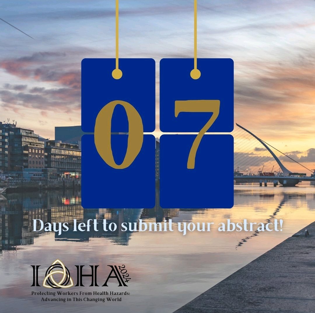 Are you involved in protecting Workers' Health? 

The @IOHA_CARES 2024 conference is co-hosted by @OHIreland & @BOHSworld, will be held in Dublin. 

Abstracts submission closes on 2nd of October.

Don't miss out! 

#Occupationalhygiene #Occupationalhealth #IH #exposurescience
