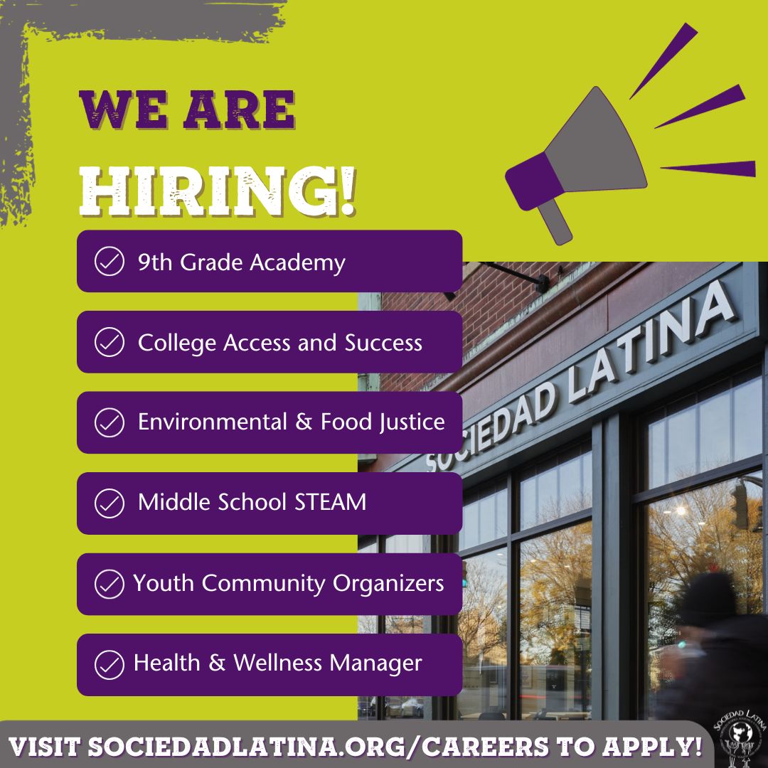 Are you looking for a job to help make a positive change in the lives of young people? Sociedad Latina is looking for motivated, team-oriented individuals with experience working with middle to high-school-age youth for our open positions!
 #jobsinboston #youthdevelopment