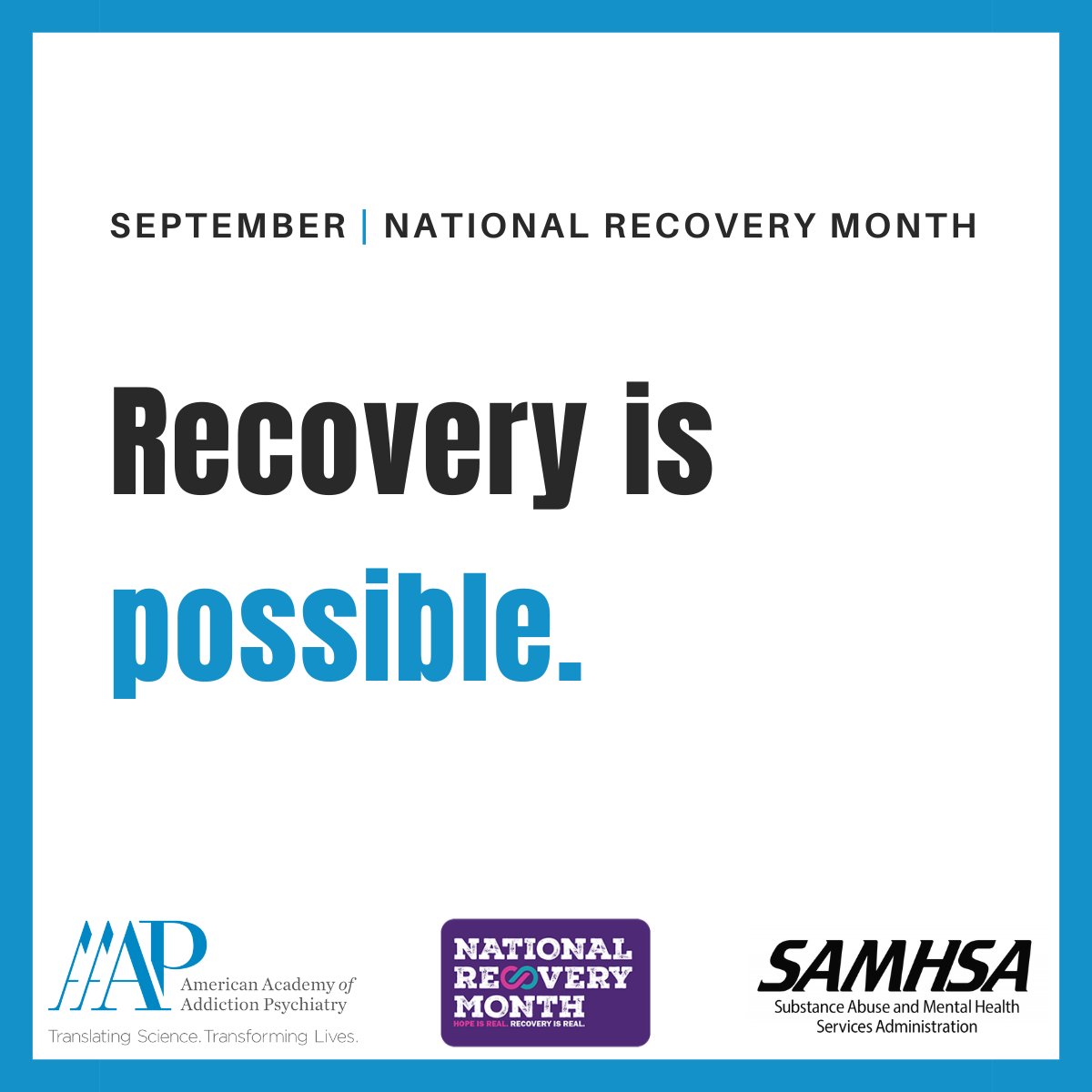 As we near the end of September and #RecoveryMonth, we take a moment to reflect on how far we've come in treating addiction, and the work that still needs to be done. We must continue prioritizing access to education, support, and resources to reduce misuse and save lives. (1/3)