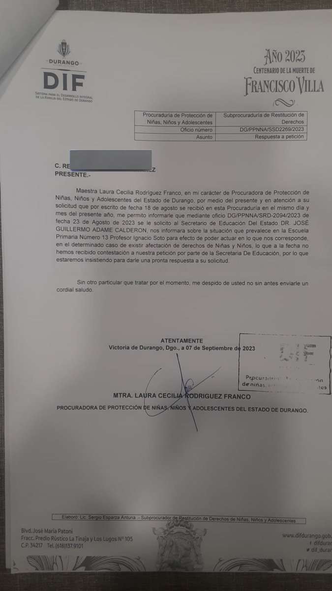 ivone_mc's tweet photo. Con el tema de la #esc13 hemos pedido ayuda a TODAS las instancias competentes, pero la @SEED_Dgo no permite el diálogo conforme a derecho para resolver la legalidad de lo que hicieron.
@guillermoadamec no responde ni a la Procuraduría de Protección de Niñas, Niños y Adolescentes https://t.co/3DI4yJ8Asm