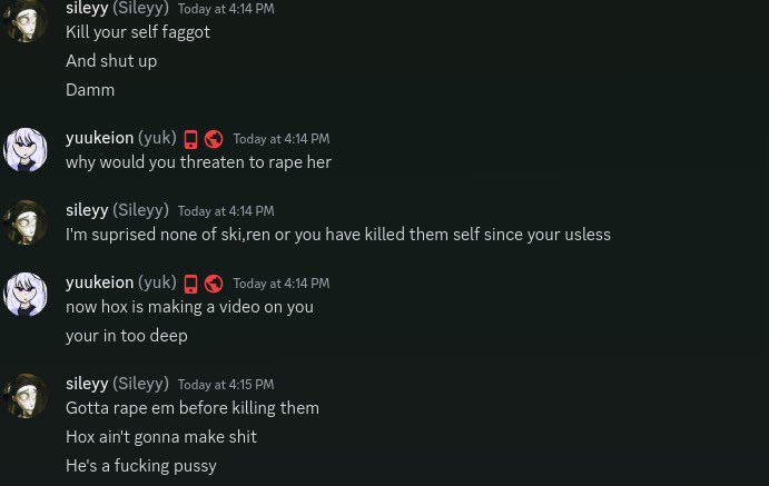 XiphoYT's tweet photo. After you threatened some minor with rape and murder I don’t think you should https://t.co/WQvEbQegJF