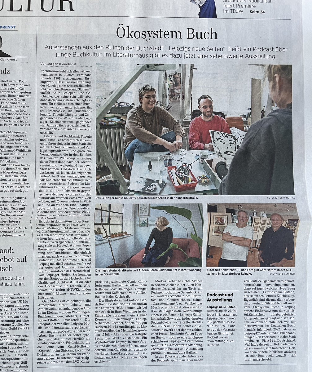 Jürgen Kleindienst in der <a href="/LVZ/">LVZ</a> über das Projekt „“Leipzigs neue Seiten“ der @Sti_Bu und die Ausstellung dazu im Literaturhaus Leipzig.