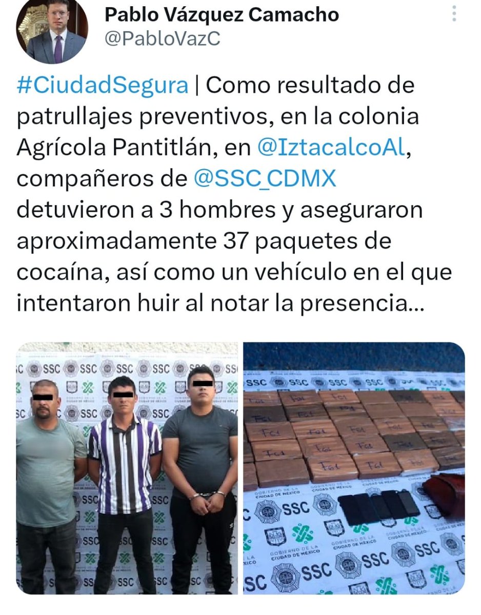 Detenidos en #AgrícolaPantitlan. Fue el nuevo jefe de la #Policía de la #CDMX quien lo anunció.