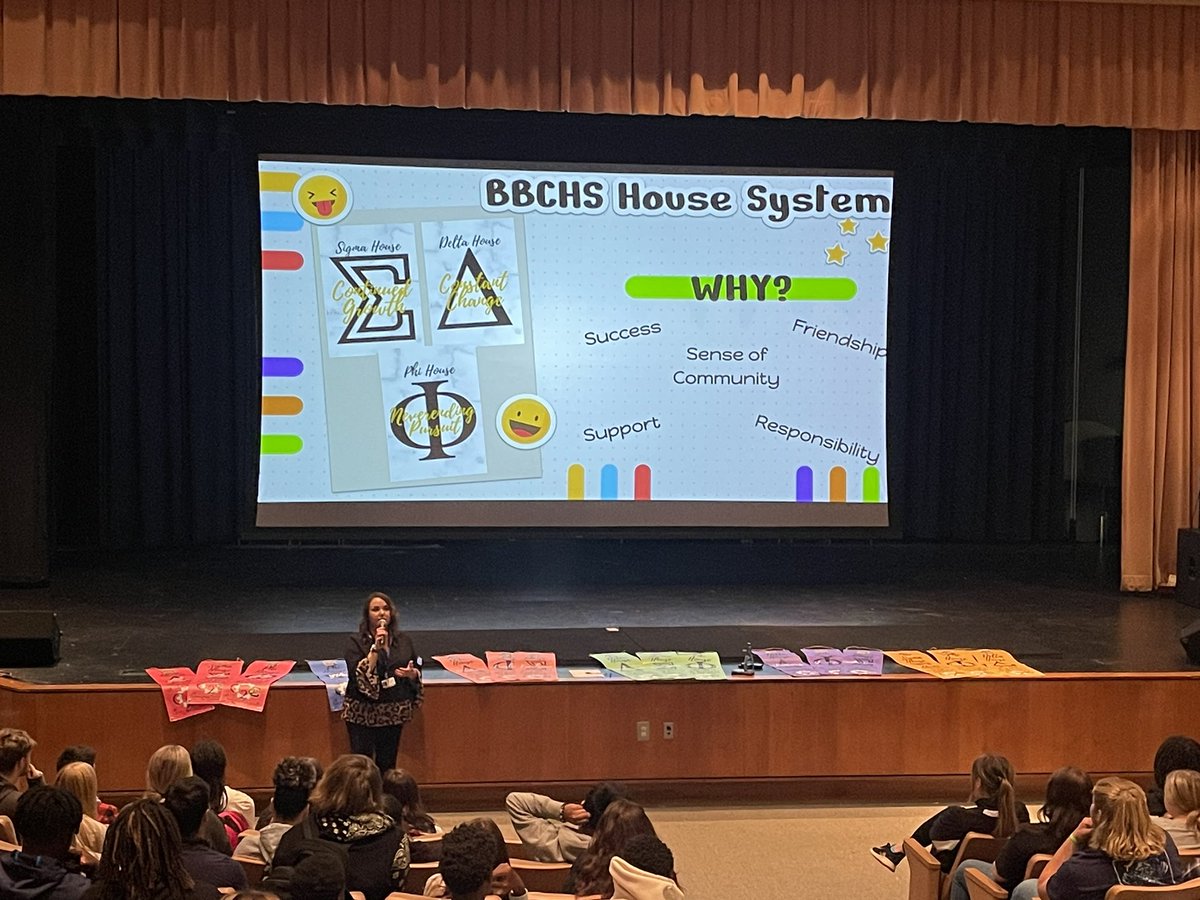 Mrs Danford going over the BB Comer  House System! Students hold each other accountable, treat each other with respect and earn points to receive individual rewards! #bbcmhs #dedicated #LeadingtheWay