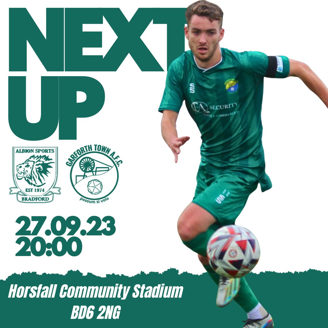 TheGarforthTown's tweet photo. Next up....
We're Bradford bound this Wednesday, with an away match at Albion Sports💚 https://t.co/T9wvJZTddo