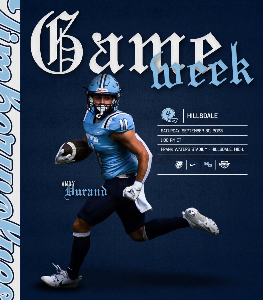 Game 5️⃣

🆚 Hillsdale
📅 Saturday September 30th
⏲️ 1 p.m. ET
🏙️ Hillsdale, Mich.
🏟️ Frank Waters Stadium
📺 The Great Midwest Digital Network
🎟️ hillsdale.universitytickets.com/w/event.aspx?i…

#LetItRip | #RollTimbys🐺