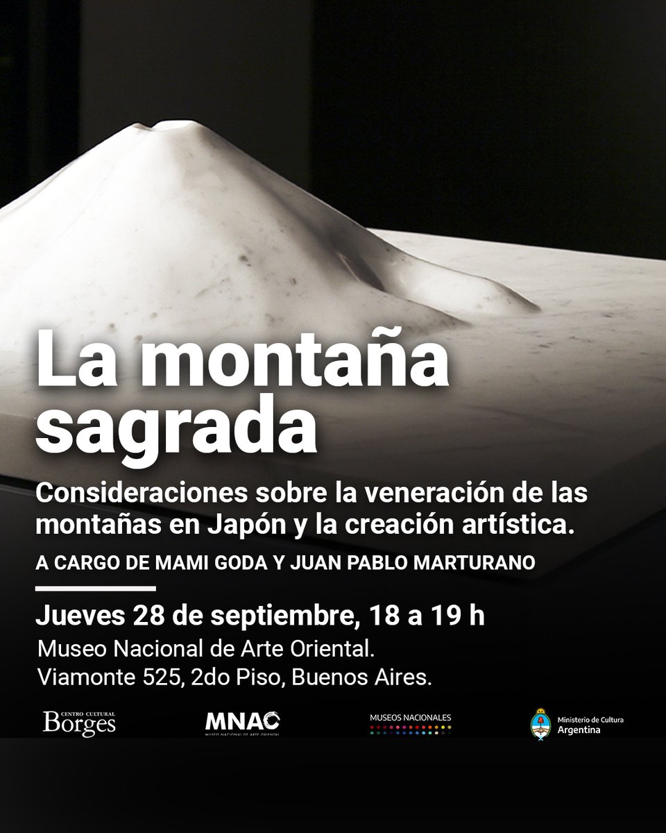 ⛰️En el marco de la exposición Dō, la curadora Mami Goda y el artista Juan Pablo Marturano ofrecerán una conferencia en la que conversarán sobre la importancia de las montañas en Japón y la cultura vinculada a ellas.

#OrienteTodo <a href="/CulturaNacionAR/">Cultura Nación</a> <a href="/museosba/">Museos de Buenos Aires</a>