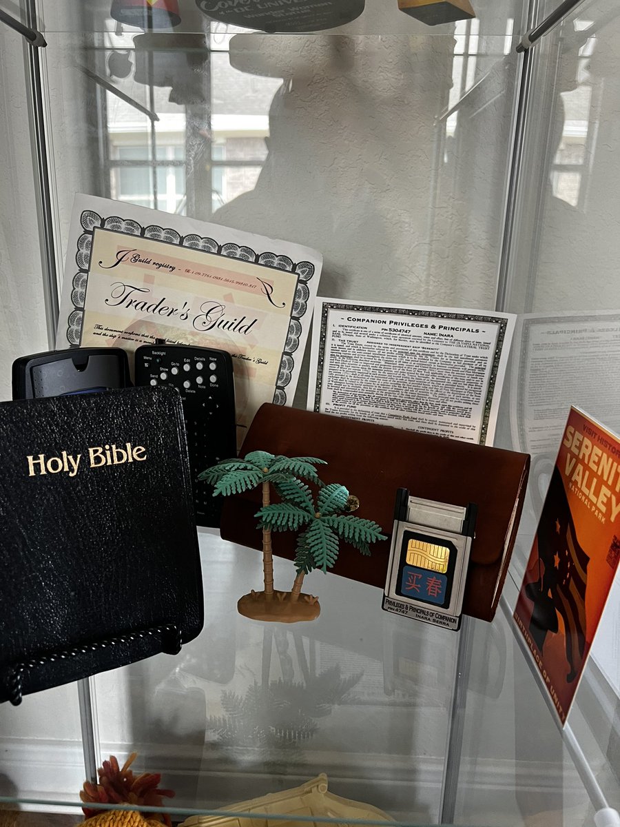 WesFuss's tweet photo. @NathanFillion @TahmohPenikett Screen used bank note; direct copies of your sidearm; direct copy of food bar; ass’t other items. https://t.co/GtIVS1ziZO