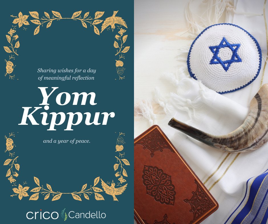 Sharing wishes for a day of meaningful reflection and a year of peace to our CRICO and @CANDELLOTweets team and community members who are observing Yom Kippur.
