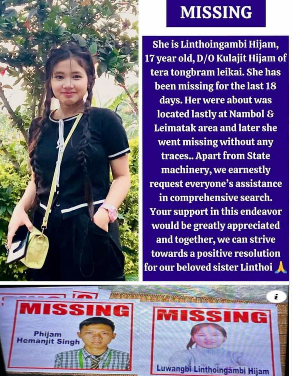 Since July 6, two Meitei youngsters have gone missing. It is believed that Kuki miscreants killed them. Social media is currently flooded with images of horrific murders.
#KukiAtrocities 
Justice for Linthoingambi &amp; PhijamHemanjit 
ZRA Exposed 
#KukiTerrorists 
#KukiWarCrimes