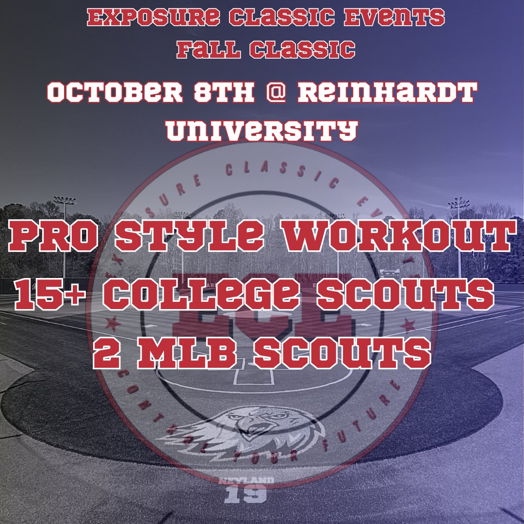 XposureClassic's tweet photo. Exposure Fall Classic is a top-tier event for players seeking college exposure. Athletes will receive evaluations from 20-30+ college coaches while participating in a Prostyle Showcase for $75. October 8th @ Reinhardt University!
REGISTER HERE!
https://t.co/dSMb6tKoiT https://t.co/gpVwkLhbEx