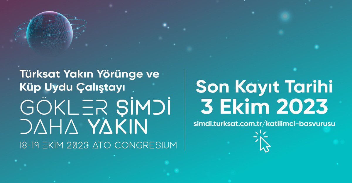 Sizden gelen yoğun talebi cevaplayabilmek adına katılımcı kontenjanını artırma kararı aldık. Kontenjanlar hızla tükeniyor. Bu fırsatı kaçırmayın, siz de burada yerinizi alın! #şimdiyakın #çalıştay #küpuydu #uydu #uzay